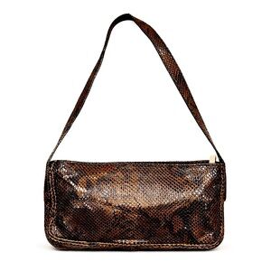 Saks Fifth Avenue Vintage Real Python Shoulder Bag Made In Italy